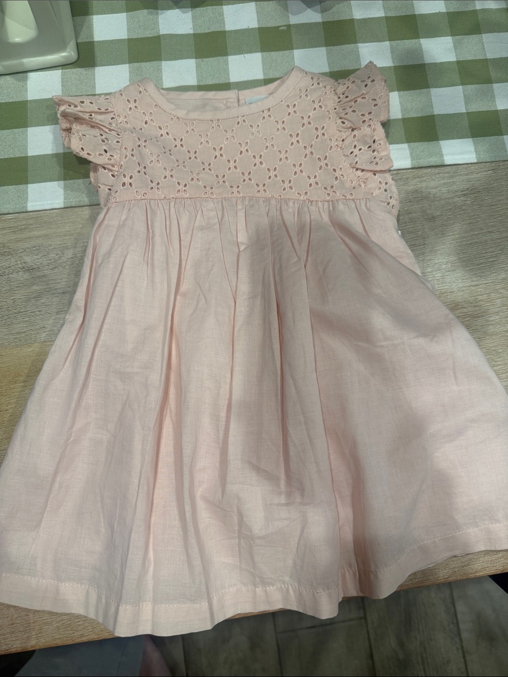 Carter's Light Pink Eyelet Bodice Flutter Sleeve Dress